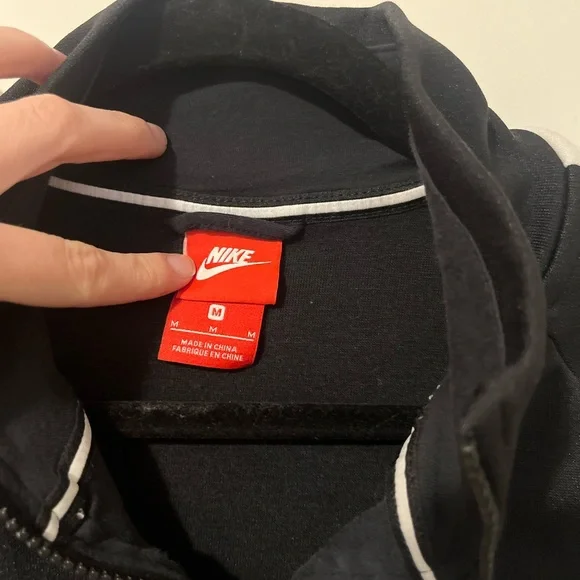 Nike Black Cropped Bomber Jacket with White Stripes - Picture 5 of 5